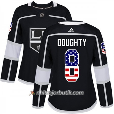 Dame Ishockey Los Angeles Kings Tröja Drew Doughty 8 Adidas 2017-2018 Svart USA Flag Fashion Authentic